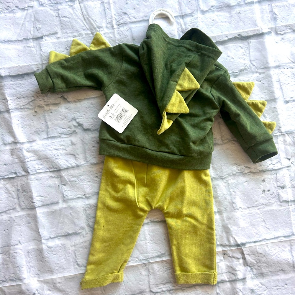 Dark green and light green dinosaur outfit